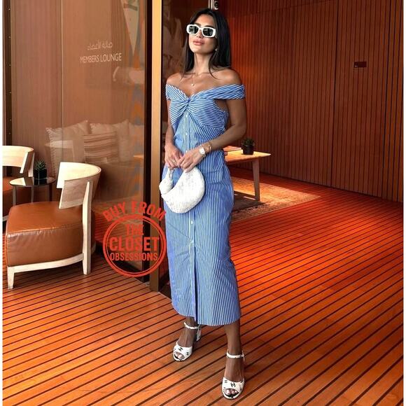 RARE!!! MANGO Off-the-Shoulder Midi Dress NWT - Picture 6 of 16